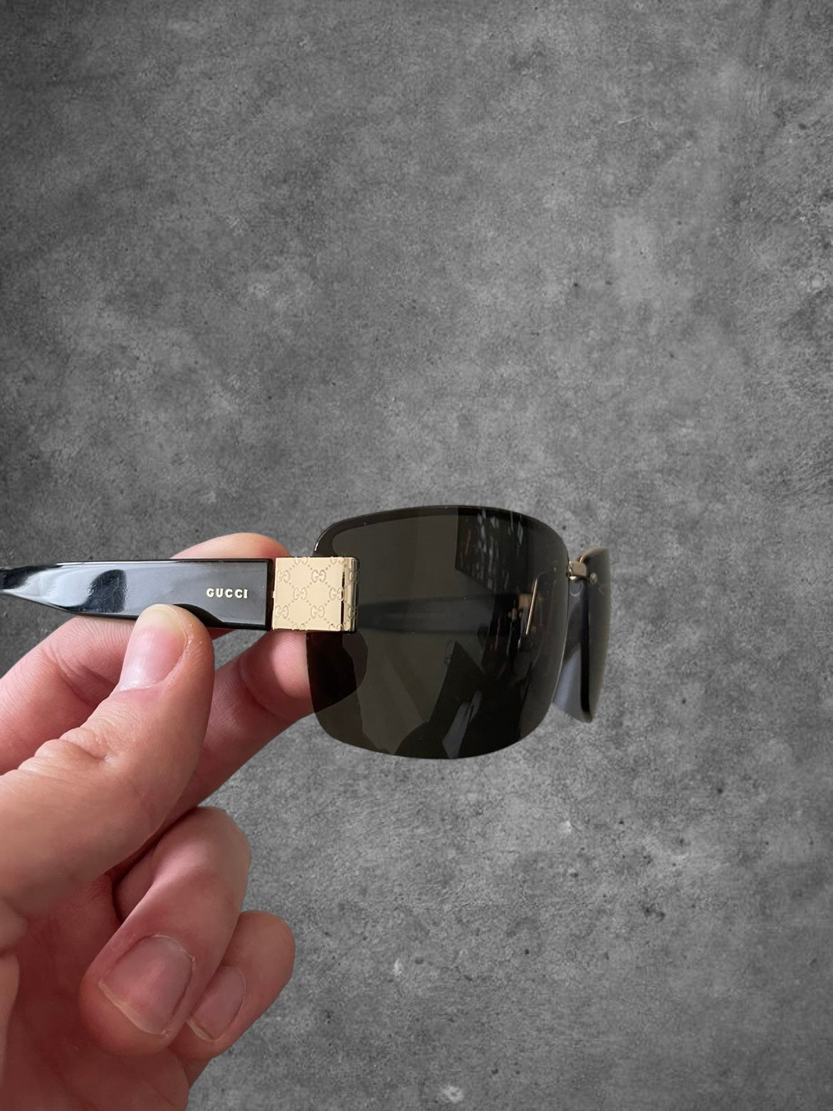 GUCCI Monogram Hinge Shield Sunglasses