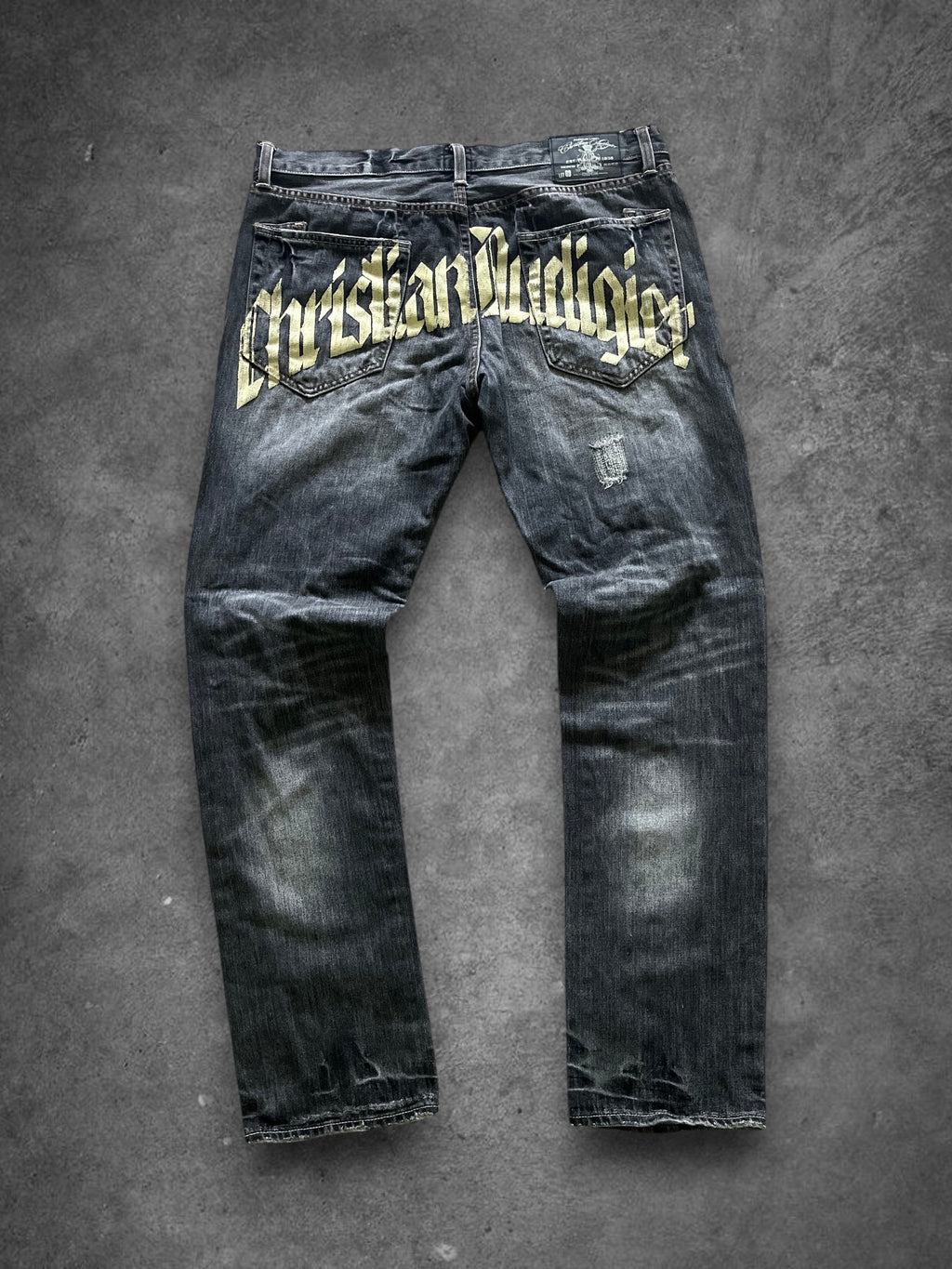 Christian Audigier Distressed Denim - L